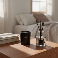 Diffuseur à bâtonnets noir de luxe 125 ml et bougie parfumée 165 g, coffrets cadeaux écologiques pour mariage – Vente Flash