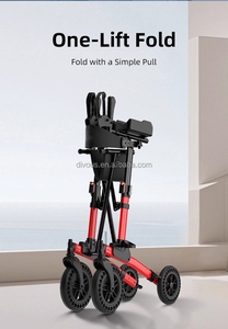 Déambulateur pliable et portable en aluminium pour personnes âgées avec siège et repose-pieds - Product Image 2
