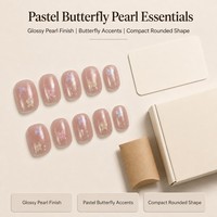Fournisseurs de faux ongles à presser T1883 Kaixin Factory, finition acrylique brillante nacrée, forme carrée, accents papillon pastel français pour nail art