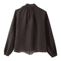 Chemisier chic et décontracté pour femme, nouvelle collection 2026, avec nœud décoratif floral, style rétro, à manches longues.