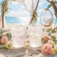 Gobelet en plastique transparent givré personnalisé avec logo, réutilisable pour mariage, banquet, vaisselle, décoration de fête, vente en gros, cadeau personnalisé pour la maison