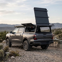 Couverture de toit rigide en alliage d'aluminium noir pour benne de camionnette T8 Hunter Double Cab Overland Camping
