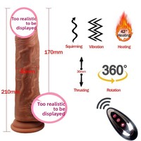 Dildo réaliste rétractable entièrement automatique en silicone brun, très vendu, avec dispositif de vibration pour la masturbation féminine