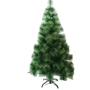 Groothandel Pvc Groene Kunstmatige Blossom Dennennaald Metalen Stand Kerstboom