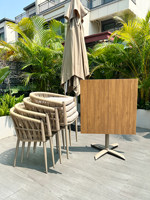 Ensemble table et chaises empilables d'extérieur en alliage d'aluminium, durable et de luxe léger, pour café, salon de thé, cour, villa, jardin, loisirs