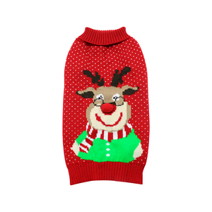 <span class=keywords><strong>Pull</strong></span> en tricot pour <span class=keywords><strong>chien</strong></span> motif renne de Noël rouge, vêtements d'hiver thermiques confortables pour petits et moyens chiens, idéal pour les fêtes et les jours froids - Product Image 1