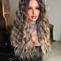 Peluca de Cabello Humano con Frente de Encaje HD 13x6, Color Rubio Ceniza, Ondulado, para Mujeres Blancas, Pre-Desplumada, Línea de Cabello Natural, Sin Pegamento