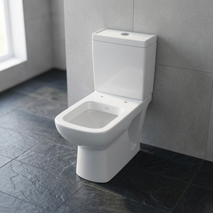Inodoro de Cerámica Premium de Dos Piezas, Montado en el Suelo, con Doble Descarga y Sifón en P, Fabricado en India - Product Image 4