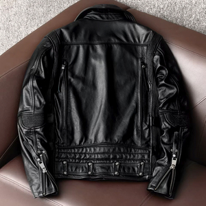 <span class=keywords><strong>Giacca</strong></span> da Moto in Vera <span class=keywords><strong>Pelle</strong></span> per <span class=keywords><strong>Uomo</strong></span> TONGYANG, Cappotto in <span class=keywords><strong>Pelle</strong></span> Bovina di Alta Qualità, Abbigliamento da Motociclista con Cerniera - Product Image 2