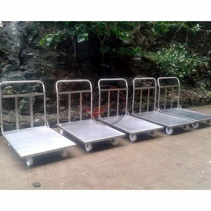 Chariot à plateau avec poignée pliable, chariot de transport pour plaques de fer, remorque à pousser - Product Image 1