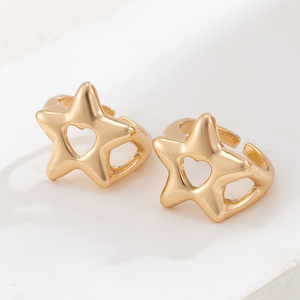 2 pezzi graziosi set di anelli di cuore con stelle di design per donne alla moda impilabili anelli da dito accessori per la mano gioielli di moda femminili - Product Image 3