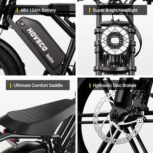 Bicicleta eléctrica Ecoride V8 de 750 W y 15 Ah con neumáticos anchos, envío gratuito, doble asiento, todoterreno, almacén UE-Br - Product Image 4