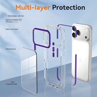 Coque de téléphone Premium Tendance pour Fille pour iPhone 17 18 Pro Max, Étui Anti-Rayures avec Cadre d'Objectif Métallique, Antichoc Transparent