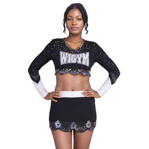 Uniformes Personalizados para Equipos de Animación, Paquete con Falda con Volantes de Manga Corta y Larga, en Negro, Verde, Blanco y Azul, con Logotipo Personalizado, Pedidos al por Mayor - Product Image 1