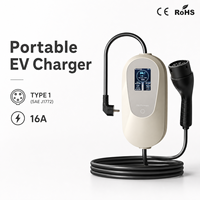 Cargador Portátil Inteligente para Vehículos Eléctricos de 16A, Tipo 1 SAEJ1772, Estándar Estadounidense, Nivel 2 EVSE, con Corriente Ajustable, Carga Programada, Enchufe NEMA 6-20