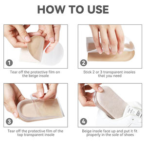 Rehausseurs de talon à 4 couches, inserts de talon en gel pour femmes, coussinets de talon réglables pour la douleur au talon et les différences de longueur des jambes, beige - Product Image 5