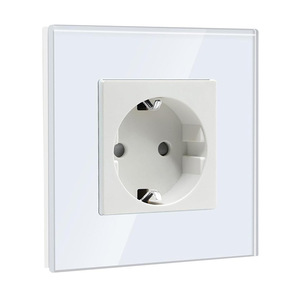 European Standard Wall Socket 16A Grounding Tempered Glass <b>Panel</b> Home Use - Product Image 1