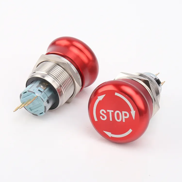 Waterproof Metal 25mm red emergency STOP switch weld Terminal mechanical Push button switch
