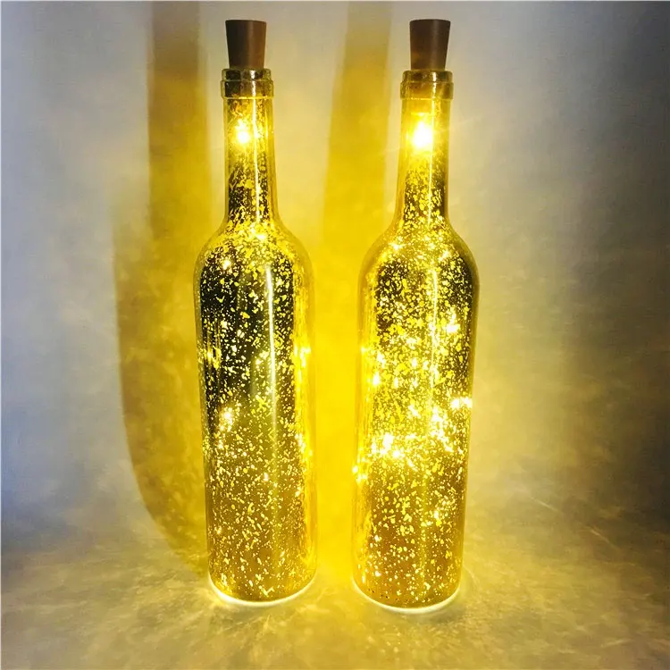 Home装飾750ミリリットルLED点灯ワイン装飾品光沢ガラスボトル