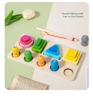 Jeu de pêche 2 en 1 pour la coordination œil-main, jouets sensoriels en bois pour enfants autistes, correspondance des couleurs et des formes