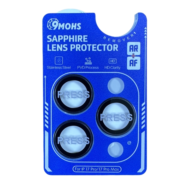 Sapphire Glass Lens Protector PVD Stainless Steel Ring AR Anti-Reflective Rear Camera Protective Film for iPhone 17 Pro Max 17