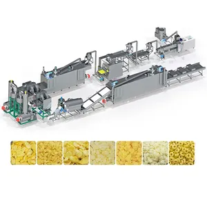 Línea de producción automática de cereales para desayuno industrial, máquina de extrusión de copos de maíz con alta capacidad