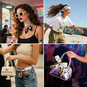 Женский атласный Шелковый квадратный шарф, 50 см - Product Image 4