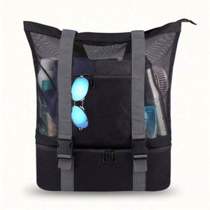 Bolsa de Playa de Malla de Poliéster Impermeable con Logotipo Personalizado al por Mayor, Diseño de Moda, con Compartimento Refrigerante - Product Image 1