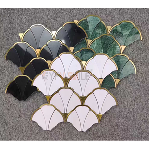Gạch mosaic đá hoa cương hình quạt bằng kim loại, mạ đá cẩm thạch, chống nước, dùng cho tường và sàn, hiện đại, thích hợp cho khách sạn, biệt thự, phòng tắm — ảnh 1