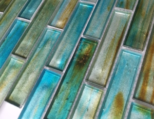 Piastrelle di vetro del Backsplash del bagno di colore verde smeraldo del mosaico della striscia della piscina