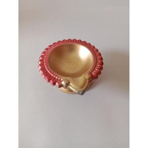 PARIJAT HANDICRAFT Lámpara de aceite Lakshmi Diya Deepak de diseñador de metal multicolor indio tradicional para interior y exterior Puja para - Product Image 2