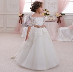 Robes de mariée pour filles, blanc, ivoire, avec nœud, vêtements de fête d'anniversaire, pour bébés, la plus populaire, tendance, nouvelle collection 2020