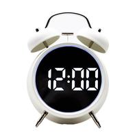 Reloj Despertador Digital Moderno con Logotipo Personalizado, Espejo LED, Sonido Superfuerte, Funciona con Batería, Doble Campana, Diseño Silencioso