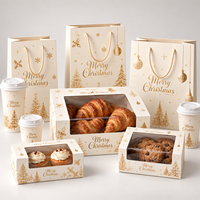 Boîte à dessert de Noël en feuille d'or blanc, personnalisée avec fenêtre, pour biscuits, pâtisseries, gâteaux, cupcakes, cadeau de fête, vente en gros
