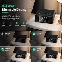Station de charge de chevet 7-en-1 avec 2 prises CA, hub USB 2A1C et réveil numérique avec protection contre les surtensions pour hôtels et bureaux
