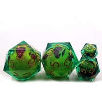 Pikachu vert coloré dés à led mobiles résine personnalisée tranchant 50mm surdimensionné D20 dés simples pour donjons et Dragons jeu de société
