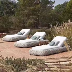 Tumbona Moderna de Cuerda para Hotel, Muebles de Exterior de Lujo para Resort, Tumbona para Piscina con Estructura de Aluminio, Set de Jardín, Tumbona de Cuerda para Villa - Product Image 5