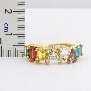 Bague ajustable QIKU en zircon avec initiale en forme de cœur (lettres A-Z) pour femme, bijou de mode tendance pour les voyages décontractés – Vente en gros, produits populaires sur TikTok - Product Image 6