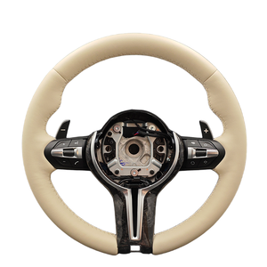 Volante Personalizado de Cuero Beige con Marco de Fibra de Carbono Forjada para <span class=keywords><strong>BMW</strong></span> M F06 F10 F20 F21 F30 F32 F36 M3 F15 F80 F82 E70 E71 E90 X1 X3 - Product Image 1