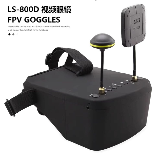 LS-800D 5.8G 40CH FPV Goggles 5inch HD LCD 16:9 Display Ratio with DVR Headset Dual Antenna Receiver VR Glasses for RC FPV Drone