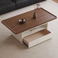 Table basse moderne en bois massif pour petits appartements, design de luxe léger, avec rangement et mobilier de maison portable