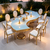 Chaises et tables de mariage en acier inoxydable en forme de S, design moderne et simple pour les événements hôteliers
