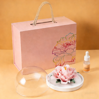 Diffuseur d'huile parfumée en céramique de style chinois de luxe en forme de pivoine 50 ml Coffret cadeau avec parfum élargi pour usage au bureau