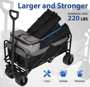 HOTO 4 Wheels Fishing Trolley Cart Camping <strong>Beach</strong> <strong>Wagon</strong> All Terrain Utility Metal Portable Collapsible Camping Cart Trolley - Product Image 4