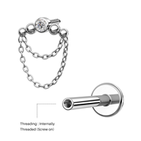 Toposh F136 Titanium 4 Balls With Chain Top Threaded Helix Earring Flat Back Stud Cartilage Labret Conch Titanium Piercing