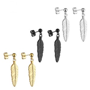Orecchini alla moda per ragazzi orecchini a bottone con piume d'oro orecchini in acciaio inossidabile con bottone <span class=keywords><strong>100</strong></span> paia - Product Image 1