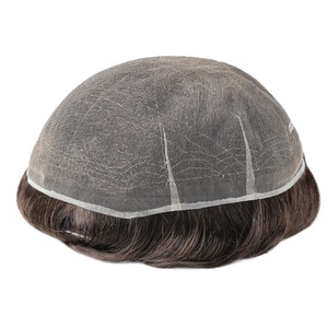 Prothèse capillaire pour homme en cheveux naturels, style base entièrement en dentelle, ondulation naturelle - Product Image 5