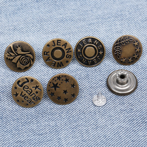 Boutons en métal pour jeans, ronds, vintage, motif étoile gravé, sans nickel, pour vêtements en denim - Product Image 3