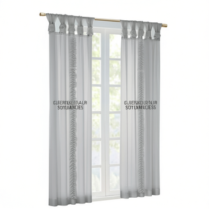 Cortinas translúcidas de voile con sistema de pestaña giratoria, color liso, para sala de estar, instalación con barra, para todas las estaciones, con filtro de luz. - Product Image 1