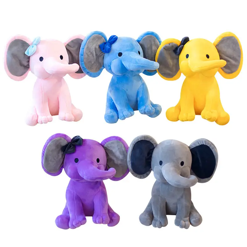 En STOCK, elefante de peluche de 25cm, Animal suave, lazo de enfermera, elefante, muñeco de peluche, bebé relleno, gris, negro, azul, elefante de juguete